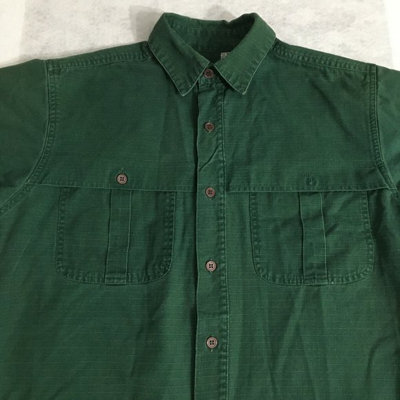 #66 Cabela's Outdoor Hiking Men's Green Button Down Long Sleeves Fishing Shirt - Picture 8 of 9